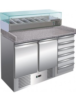 Banco refrigerato statico capace di contenere teglie GN1/1. Ideale per pizzerie.